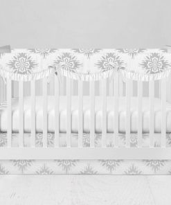 Bumperless Crib Set with Modern Skirt and Scalloped Rail Covers - Square Mod