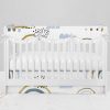 Bumperless Crib Set with Modern Skirt and Scalloped Rail Covers - Big Rainbow