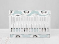 Bumperless Crib Set with Modern Skirt and Scalloped Rail Covers - Bad Hair Day