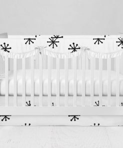 Bumperless Crib Set with Modern Skirt and Scalloped Rail Covers - Starbright