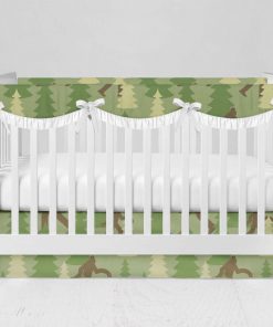 Bumperless Crib Set with Modern Skirt and Scalloped Rail Covers - Bigfoot