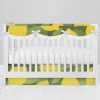 Bumperless Crib Set with Modern Skirt and Scalloped Rail Covers - All Lemon