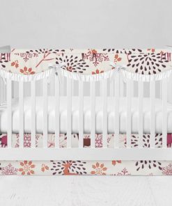 Bumperless Crib Set with Modern Skirt and Scalloped Rail Covers - Deer Me