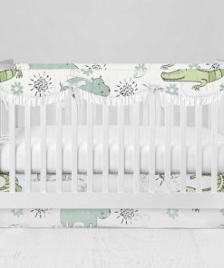 Bumperless Crib Set with Modern Skirt and Scalloped Rail Covers - Wild Friends