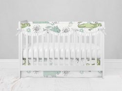 Bumperless Crib Set with Modern Skirt and Scalloped Rail Covers - Wild Friends