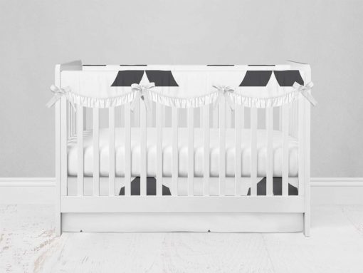 Bumperless Crib Set with Modern Skirt and Scalloped Rail Covers - Tented