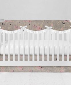 Bumperless Crib Set with Modern Skirt and Scalloped Rail Covers - Tiny Tapestry