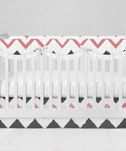 Bumperless Crib Set with Modern Skirt and Scalloped Rail Covers - Zig then Zag