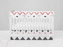 Bumperless Crib Set with Modern Skirt and Scalloped Rail Covers - Zig then Zag