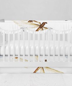 Bumperless Crib Set with Modern Skirt and Scalloped Rail Covers - Dragonfly