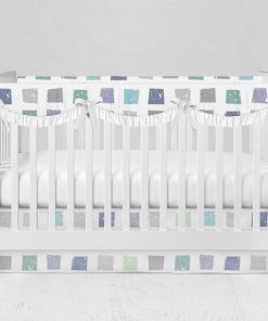 Bumperless Crib Set with Modern Skirt and Scalloped Rail Covers - Confetti