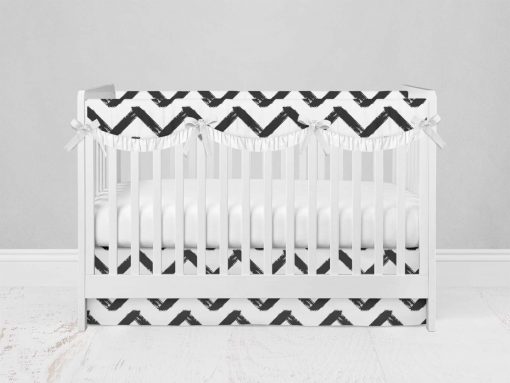 Bumperless Crib Set with Modern Skirt and Scalloped Rail Covers - Ziggy Zag