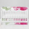 Bumperless Crib Set with Modern Skirt and Scalloped Rail Covers - Watercolor Heart Flowers