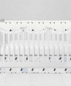Bumperless Crib Set with Modern Skirt and Scalloped Rail Covers - Counting Sheep