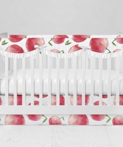 Bumperless Crib Set with Modern Skirt and Scalloped Rail Covers - Apple a Day