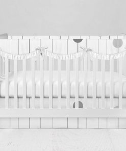 Bumperless Crib Set with Modern Skirt and Scalloped Rail Covers - Streamers