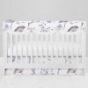 Bumperless Crib Set with Modern Skirt and Scalloped Rail Covers - Wildflower Wind