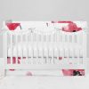 Bumperless Crib Set with Modern Skirt and Scalloped Rail Covers - Watercolor Poppy