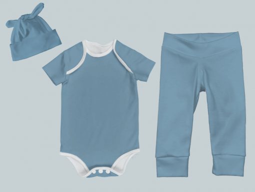 Everyday Set with Onesie, Joggers and Knotted Hat - Bright Blue