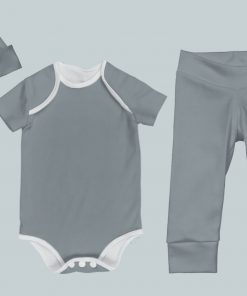 Everyday Set with Onesie, Joggers and Knotted Hat - Gray Green