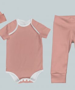 Everyday Set with Onesie, Joggers and Knotted Hat - Peach
