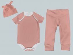 Everyday Set with Onesie, Joggers and Knotted Hat - Peach