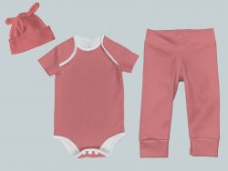 Everyday Set with Onesie, Joggers and Knotted Hat - Coral