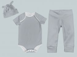 Everyday Set with Onesie, Joggers and Knotted Hat - Light Gray