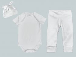 Everyday Set with Onesie, Joggers and Knotted Hat - White