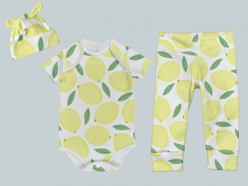 Everyday Set with Onesie, Joggers and Knotted Hat - Lively Lemons