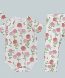 Everyday Set with Onesie, Joggers and Knotted Hat - Bright Blooms