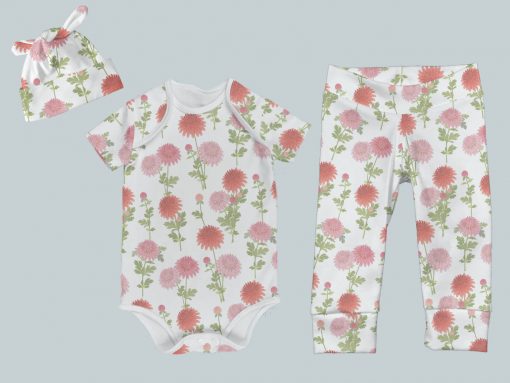 Everyday Set with Onesie, Joggers and Knotted Hat - Bright Blooms