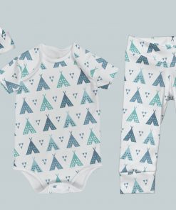 Everyday Set with Onesie, Joggers and Knotted Hat - Teal Teepee