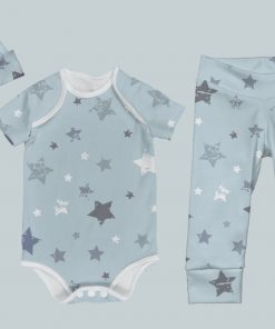 Everyday Set with Onesie, Joggers and Knotted Hat - Blue  Star Sky