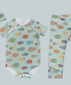 Everyday Set with Onesie, Joggers and Knotted Hat - Fish Friends