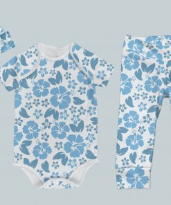Everyday Set with Onesie, Joggers and Knotted Hat - Island Blue