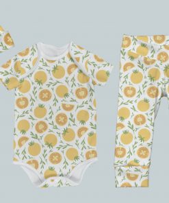Everyday Set with Onesie, Joggers and Knotted Hat - Lemons