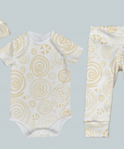 Everyday Set with Onesie, Joggers and Knotted Hat - Swirls Yellow