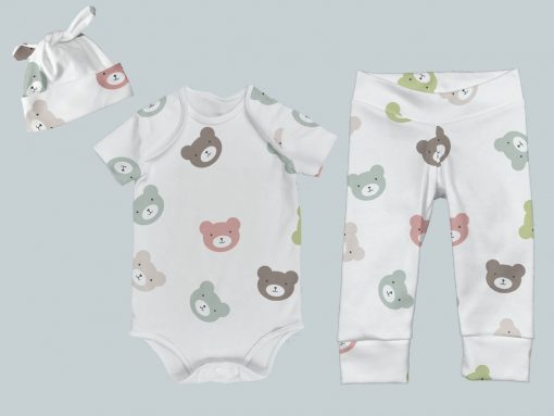Everyday Set with Onesie, Joggers and Knotted Hat - All Over Bears