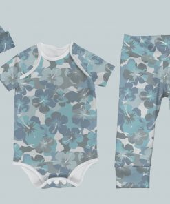 Everyday Set with Onesie, Joggers and Knotted Hat - Blue Wild
