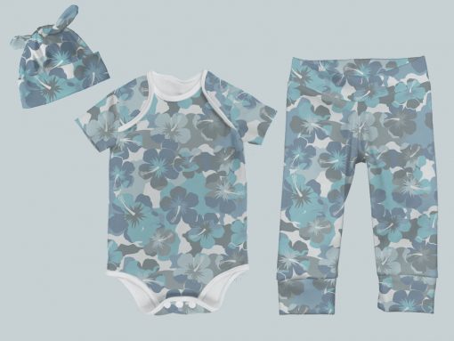 Everyday Set with Onesie, Joggers and Knotted Hat - Blue Wild