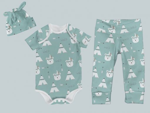 Everyday Set with Onesie, Joggers and Knotted Hat - Wild Bear
