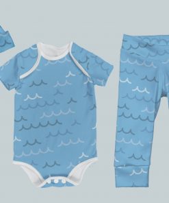 Everyday Set with Onesie, Joggers and Knotted Hat - Ocean Blue