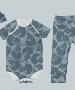 Everyday Set with Onesie, Joggers and Knotted Hat - Skull Camo Blue