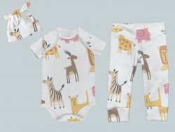 Everyday Set with Onesie, Joggers and Knotted Hat - Zoo  Animals