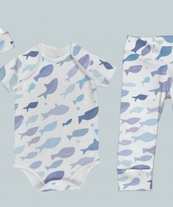 Everyday Set with Onesie, Joggers and Knotted Hat - Ocean of Fish