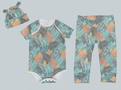 Everyday Set with Onesie, Joggers and Knotted Hat - Tropical