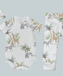 Everyday Set with Onesie, Joggers and Knotted Hat - Zebra Palm Tree