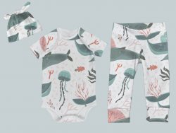 Everyday Set with Onesie, Joggers and Knotted Hat - Whale & Jellyfish