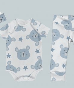 Everyday Set with Onesie, Joggers and Knotted Hat - Happy Blue Bear